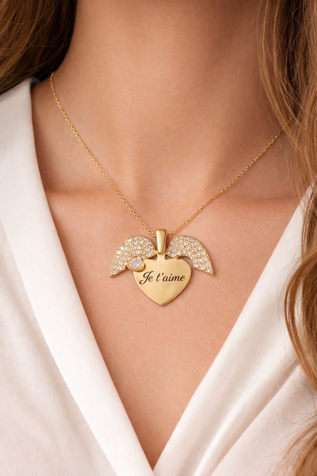 Collier Cœur Ailes Personnalisé