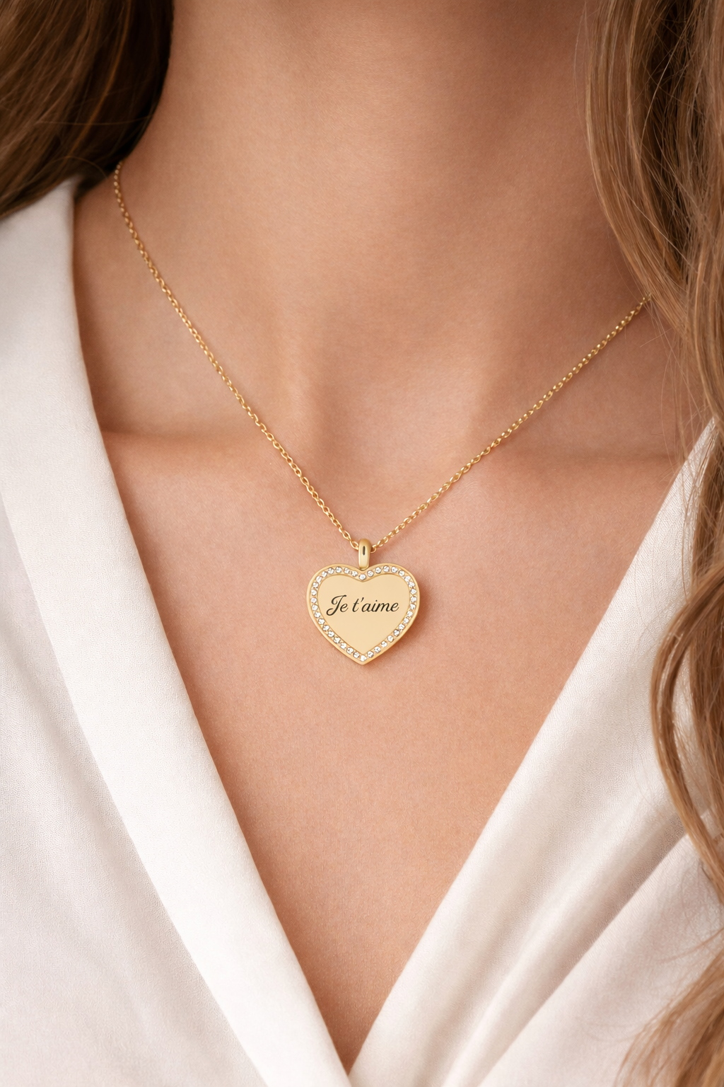 Collier Cœur Personnalisé Strass