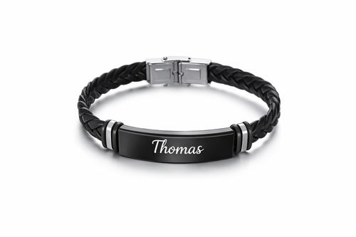 Bracelet Homme Personnalisé en Cuir Tressé – Gravure